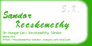 sandor kecskemethy business card