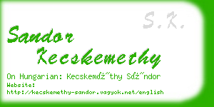 sandor kecskemethy business card